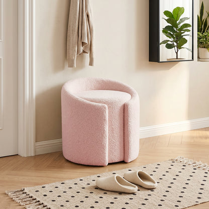 Teddy Fleece Upholstered Vanity Stool