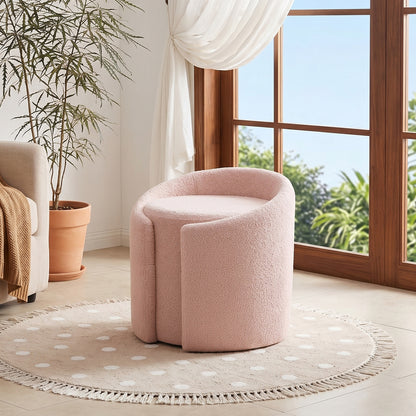 Teddy Fleece Upholstered Vanity Stool