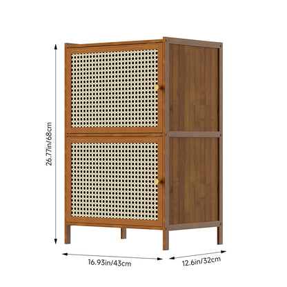 2 Tier Narrow Bookcase with Doors