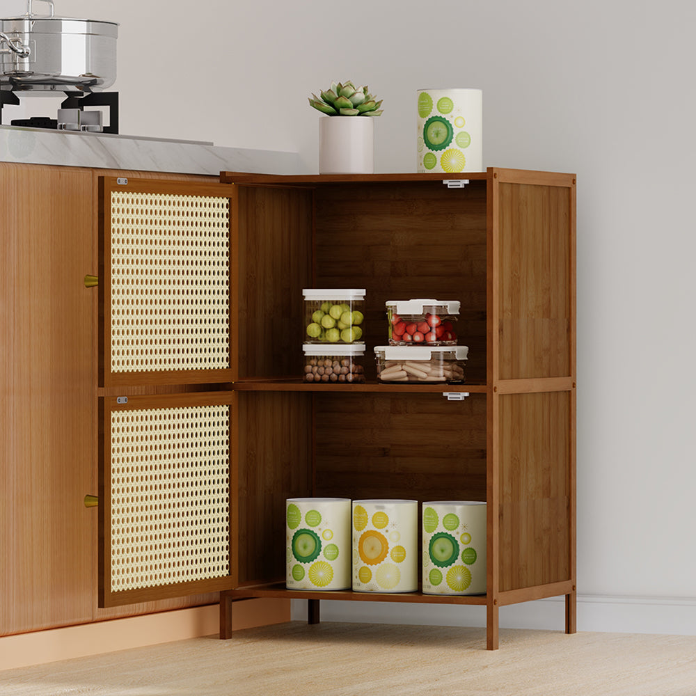 2 Tier Narrow Bookcase with Doors