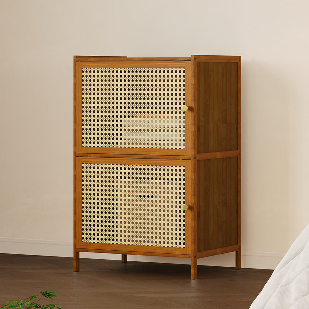 2 Tier Narrow Bookcase with Doors