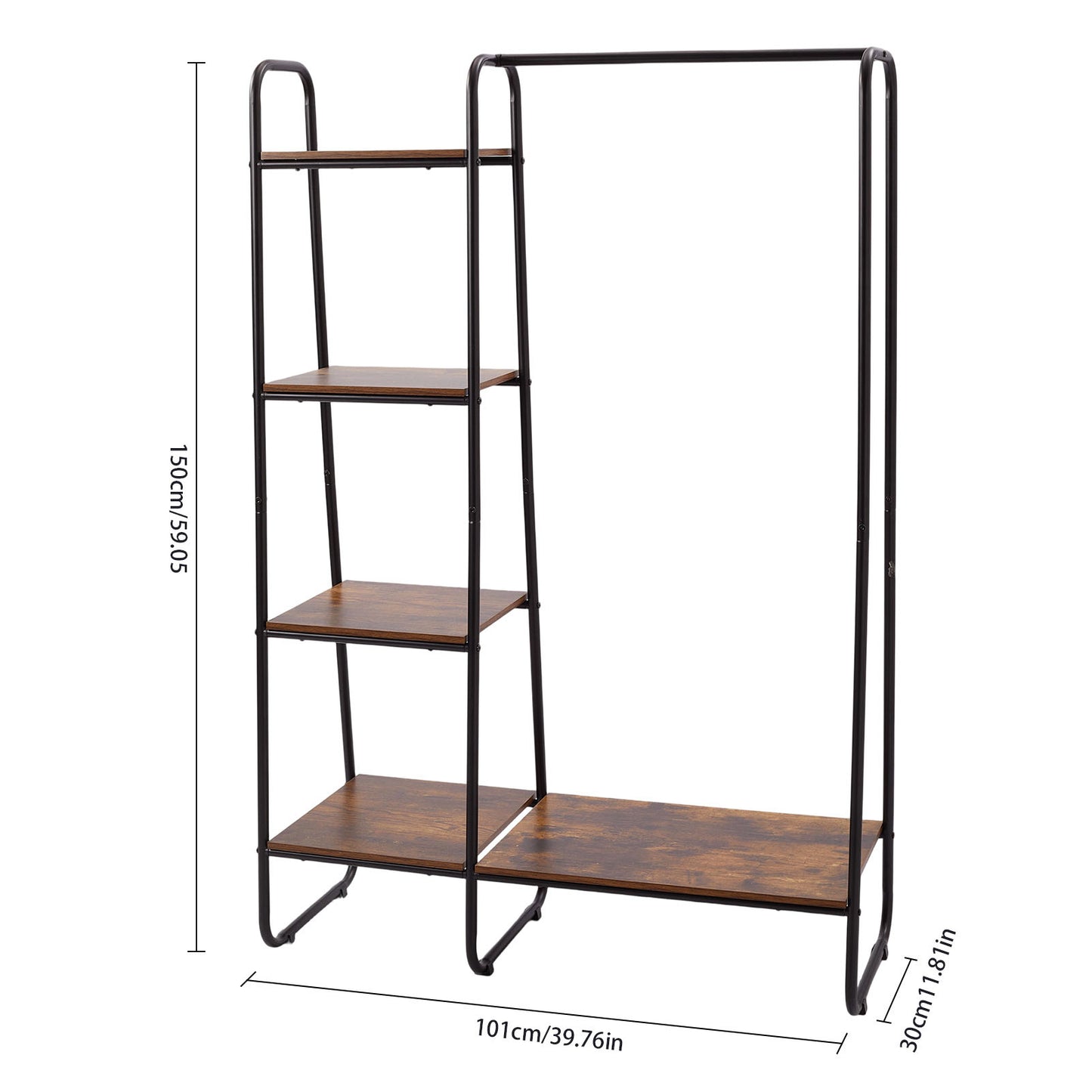 Freestanding Clothes Rack with Shelves