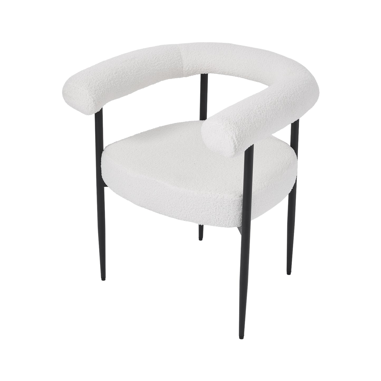 Set of 2 Modern Dining Chairs with Black Metal Legs