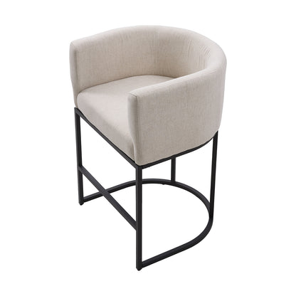 Set of 2 Low Back Upholstered Bar Stools