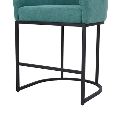 Set of 2 Low Back Upholstered Bar Stools