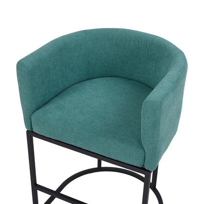 Set of 2 Low Back Upholstered Bar Stools