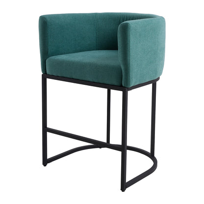 Set of 2 Low Back Upholstered Bar Stools