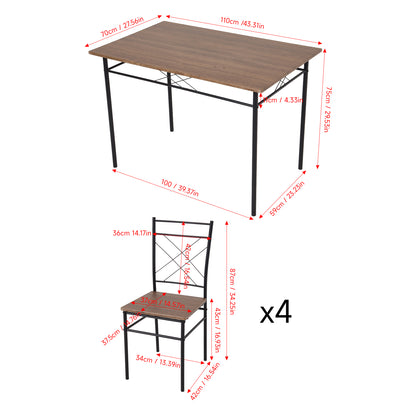 Oak & Black Dining Table Set with 4 Chairs