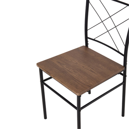 Oak & Black Dining Table Set with 4 Chairs