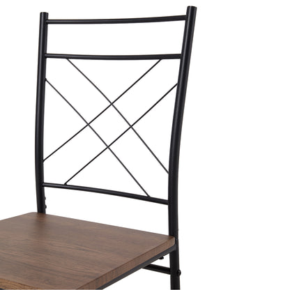 Oak & Black Dining Table Set with 4 Chairs