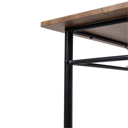 Oak & Black Dining Table Set with 4 Chairs