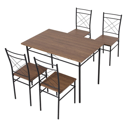 Oak & Black Dining Table Set with 4 Chairs