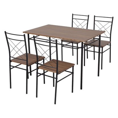 Oak & Black Dining Table Set with 4 Chairs