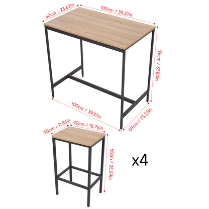 5-Piece Bar Table Set with 4 Stools