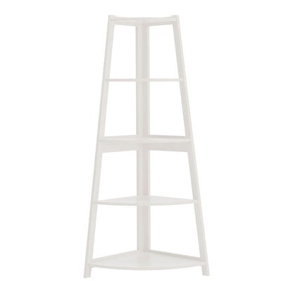 Modern 5-Tier Wooden Ladder Corner Bookshelf Home Display Shelf Unit