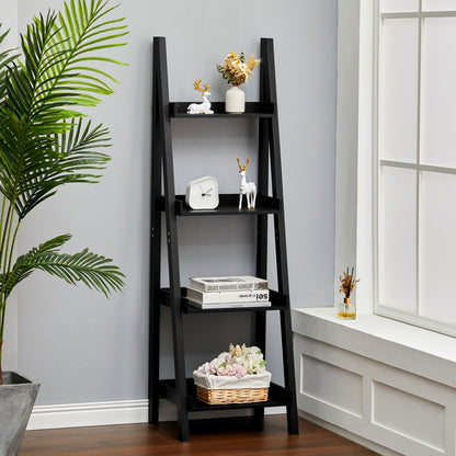 4-Tier Wooden Display Ladder Shelf for Home