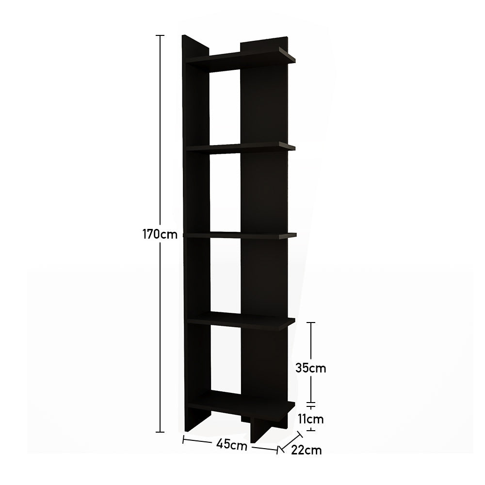 Industrial 5-Tier Corner Bookshelf Shelf Unit