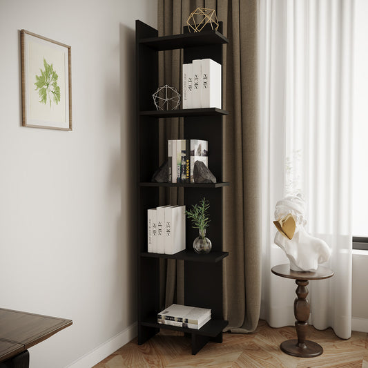 Industrial 5-Tier Corner Bookshelf Shelf Unit