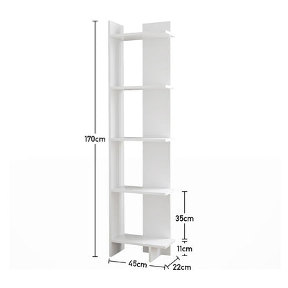 Industrial 5-Tier Corner Bookshelf Shelf Unit