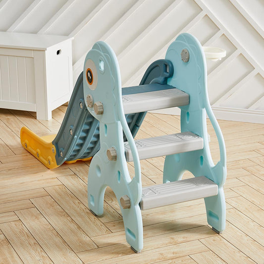 Freestanding Kids Slide Climber Toy Basketball Hoop