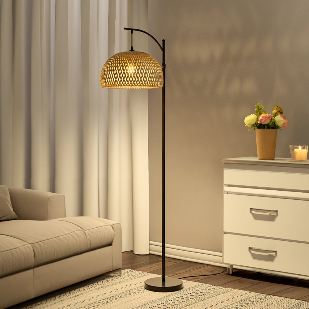 Traditional Woven Rattan Floor Lamp