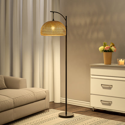 Traditional Woven Rattan Floor Lamp