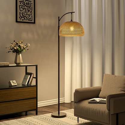 Traditional Woven Rattan Floor Lamp