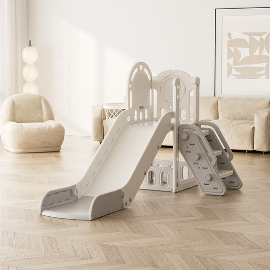 Toddler Slide Playset with Basketball Hoop and Climbing Stairs