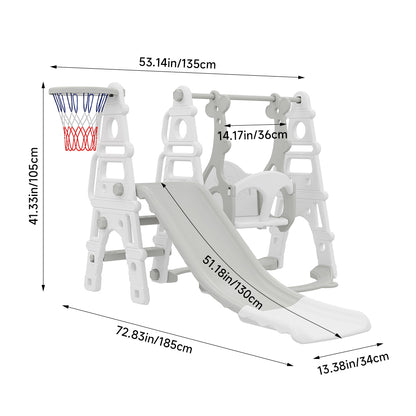 3-in-1 Toddler Swing Slide Set with Basketball Hoop