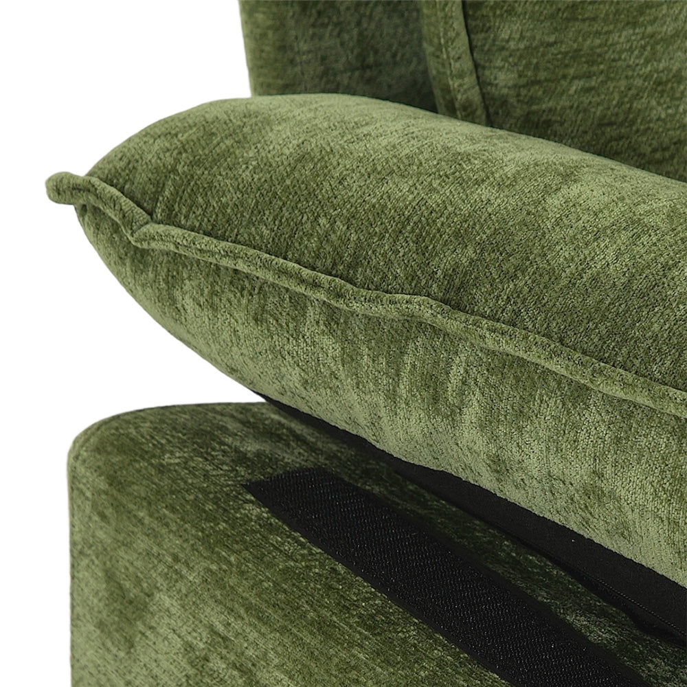 Chenille Sectional Sofa with Ottoman and Lumbar Pillows