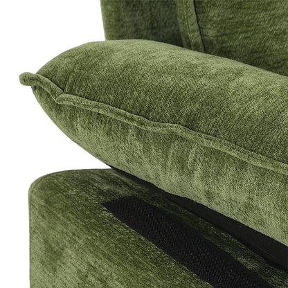 Chenille Sectional Sofa with Ottoman and Lumbar Pillows