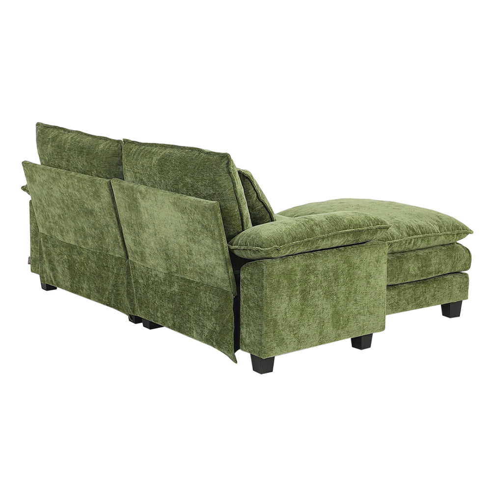Chenille Sectional Sofa with Ottoman and Lumbar Pillows