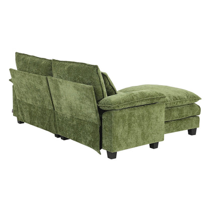 Chenille Sectional Sofa with Ottoman and Lumbar Pillows