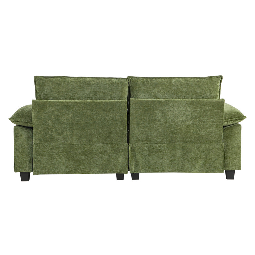 Chenille Sectional Sofa with Ottoman and Lumbar Pillows