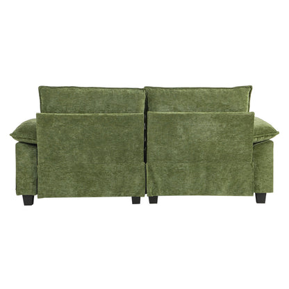 Chenille Sectional Sofa with Ottoman and Lumbar Pillows