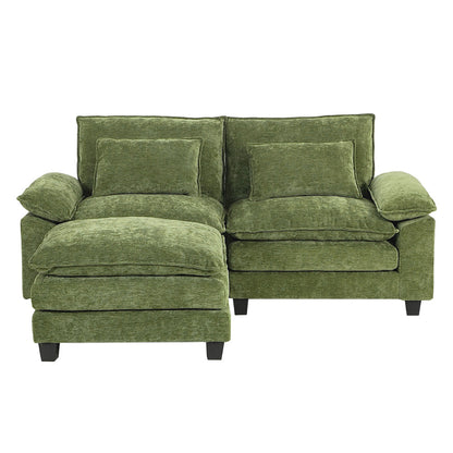 Chenille Sectional Sofa with Ottoman and Lumbar Pillows