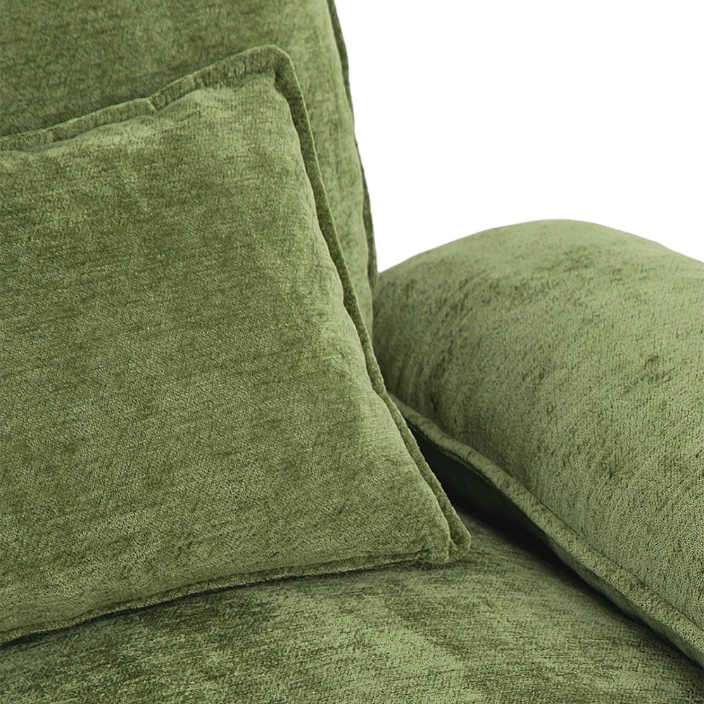 Chenille Sectional Sofa with Ottoman and Lumbar Pillows