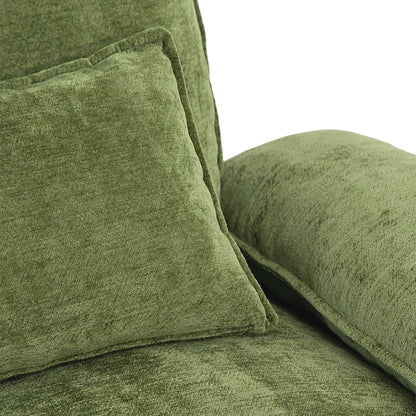 Chenille Sectional Sofa with Ottoman and Lumbar Pillows