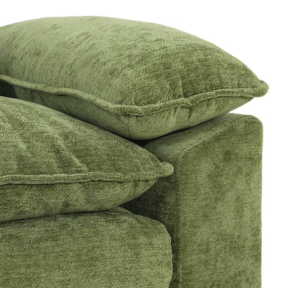 Chenille Sectional Sofa with Ottoman and Lumbar Pillows