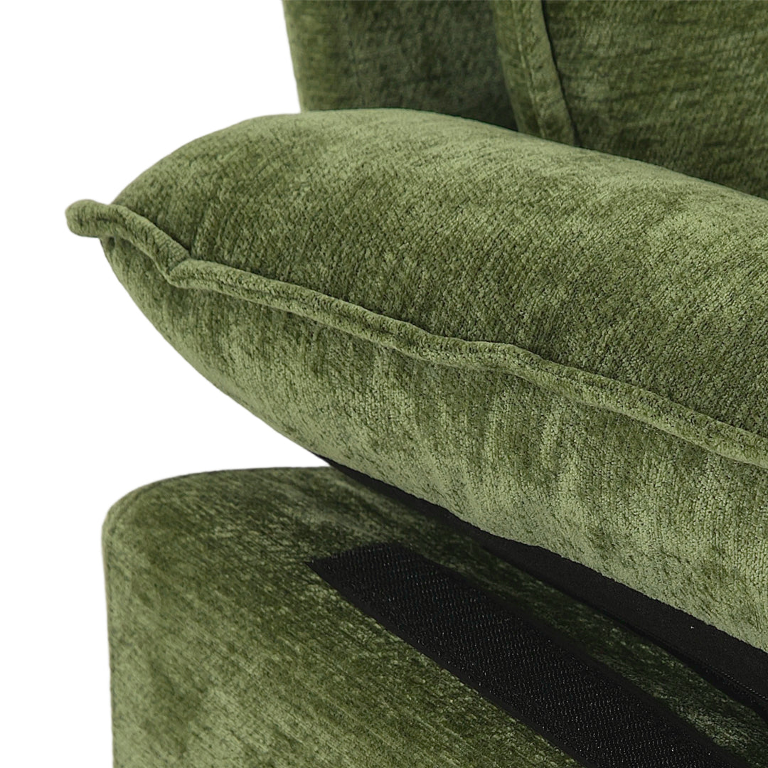 Chenille Sectional Sofa with Ottoman and Lumbar Pillows