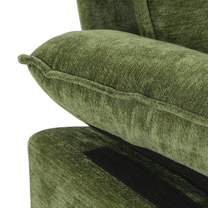 Chenille Sectional Sofa with Ottoman and Lumbar Pillows