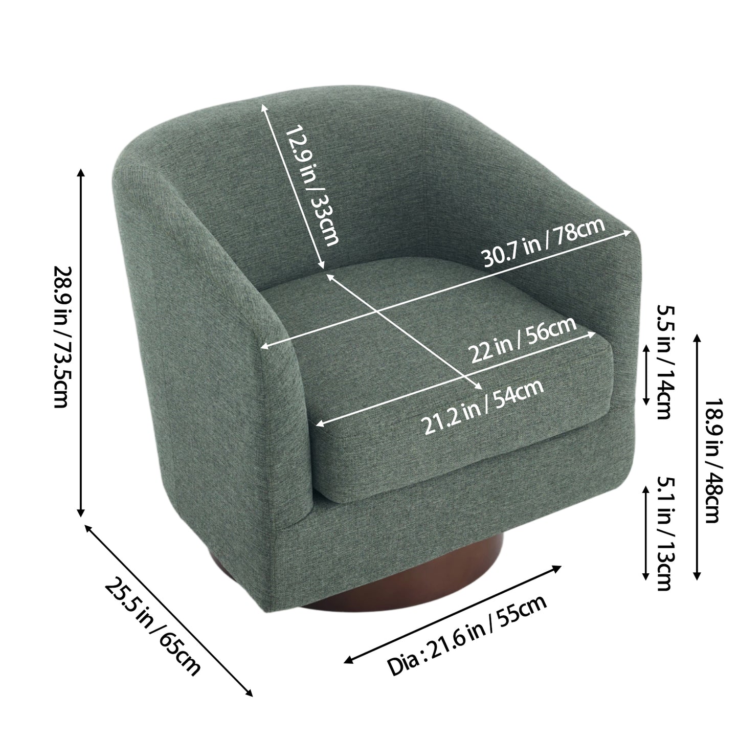 360° Swivel Upholstered Barrel Accent Chair Armchair