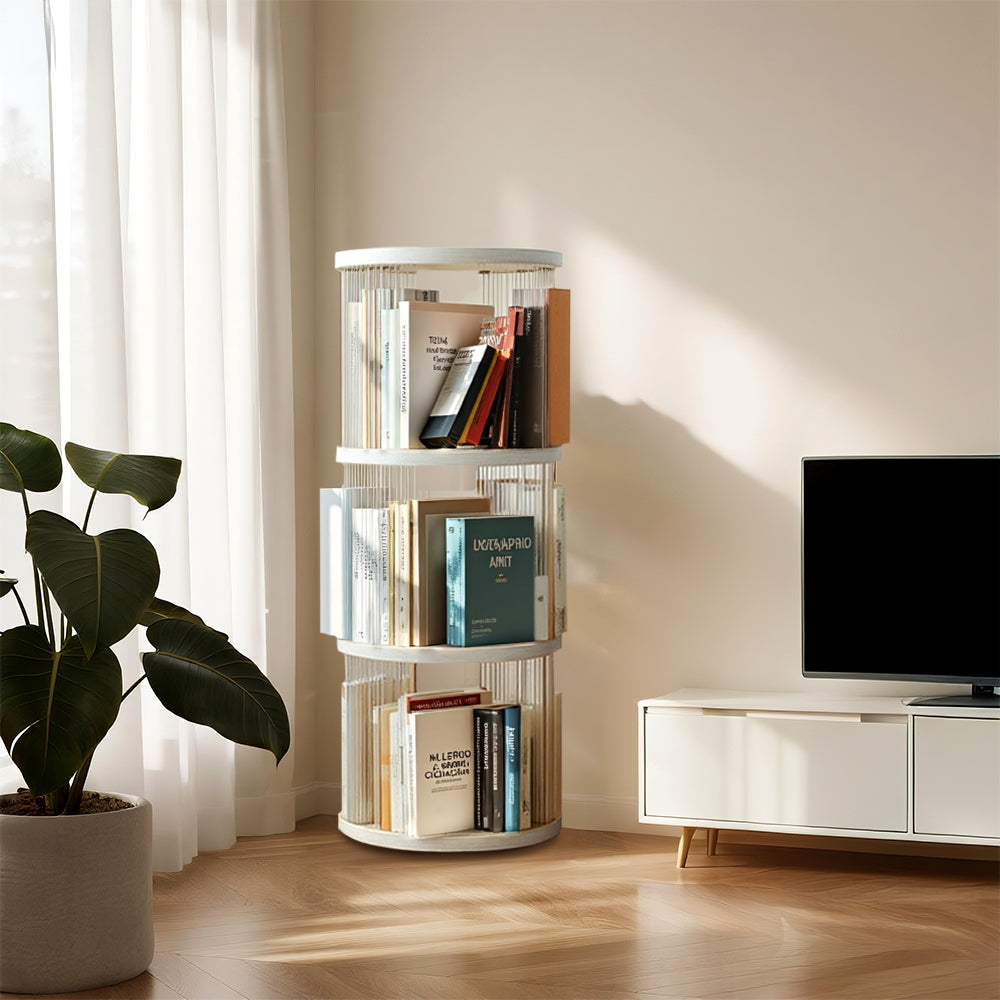 3-Tier Plastic Round Rotating Bookshelf