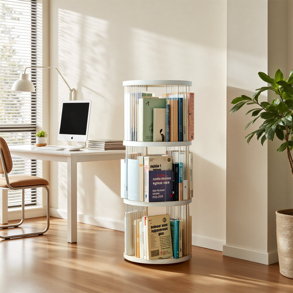 3-Tier Plastic Round Rotating Bookshelf