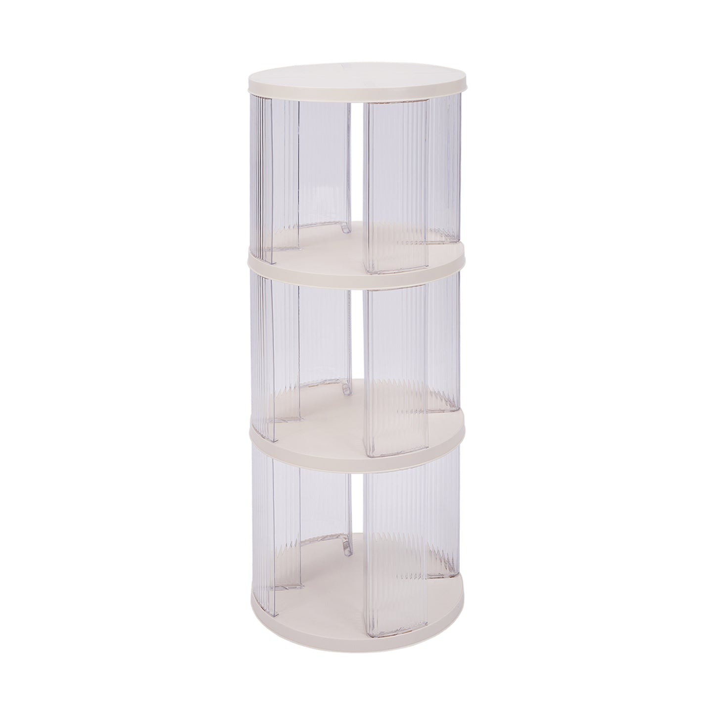 3-Tier Plastic Round Rotating Bookshelf