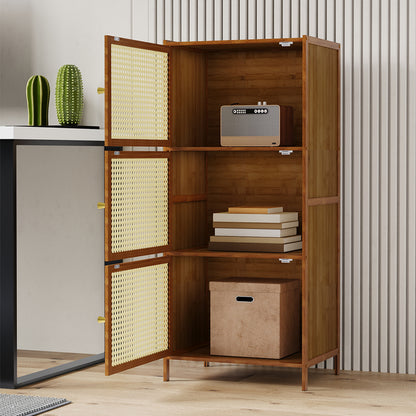 3 Tier Narrow Bookcase with Doors