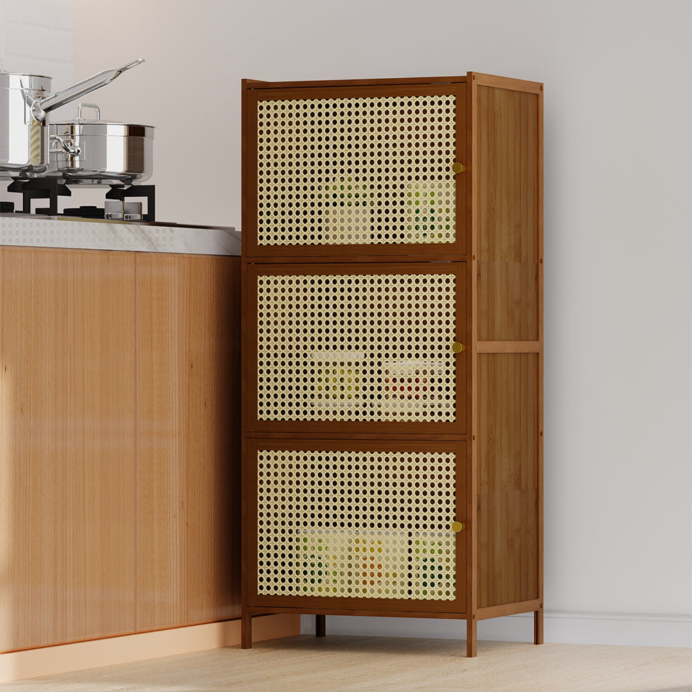 3 Tier Narrow Bookcase with Doors