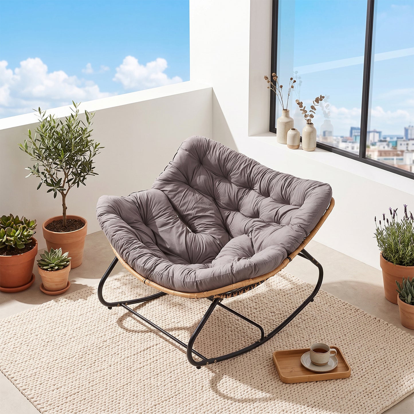Modern Rocking Chair with Cushion