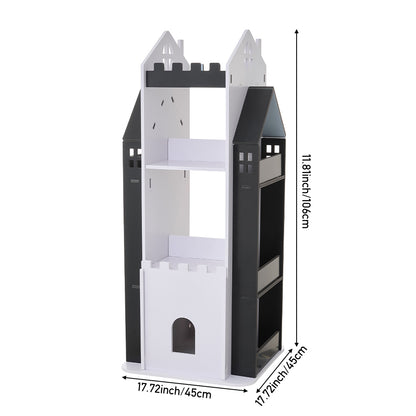 4-Tier Castle Kids Rotating Bookshelf