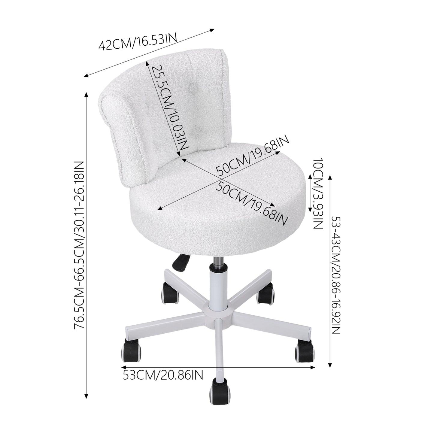Height-Adjustable Swivel Vanity Chair with Castors